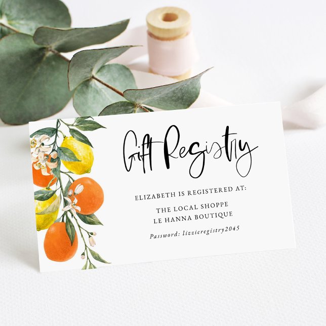 Botanical Orange and Lemon Baby Shower Registry Enclosure Card (Creator Uploaded)