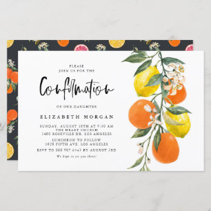 Botanical Orange and Lemon Confirmation Invitation