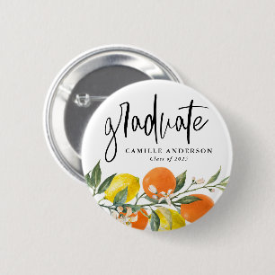 Botanical Orange and Lemon Garland Graduation 6 Cm Round Badge