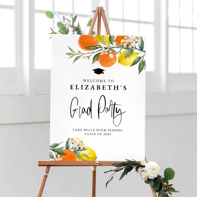 Botanical Orange and Lemon Garland Graduation Poster (Creator Uploaded)