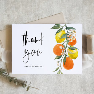 Botanical Orange and Lemon Garland Graduation Thank You Card