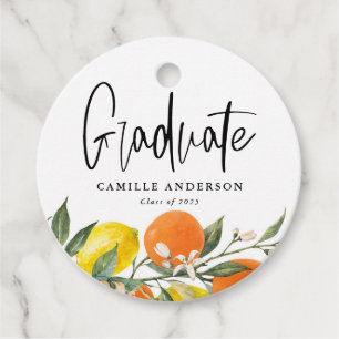 Botanical Orange and Lemon Graduation Thank You Favour Tags