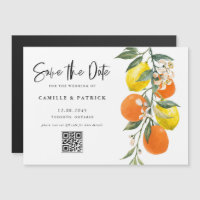 Botanical Orange and Lemon QR Code Save the Date