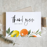 Botanical Orange and Lemon Summer Wedding Thank You Card<br><div class="desc">Show your gratitude in a fresh, fun way with this customisable wedding thank you card, featuring a playful watercolor design of lemons and oranges. Whether you're thanking guests for their love, gifts, or well wishes, this card adds a sunny, personal touch to your message. You can easily customise it with...</div>