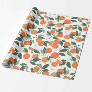 Botanical Orange Citrus Greenery Wrapping Paper
