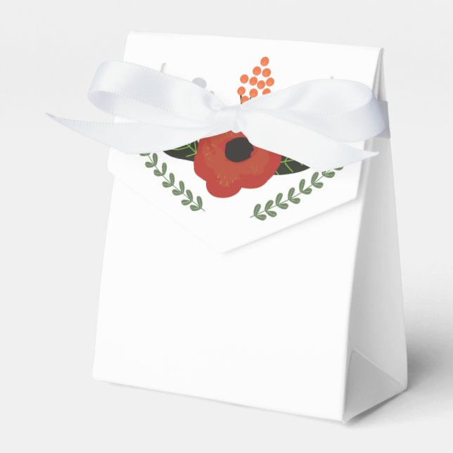 Botanical Orange Floral Leaves Party Favour Boxes (Front Side)