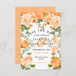 Botanical Orange Floral -Save the Date Invitation