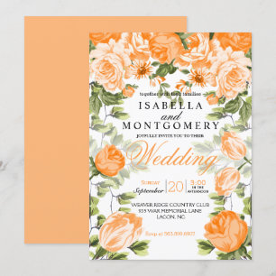 Botanical Orange Floral Wedding Invitation