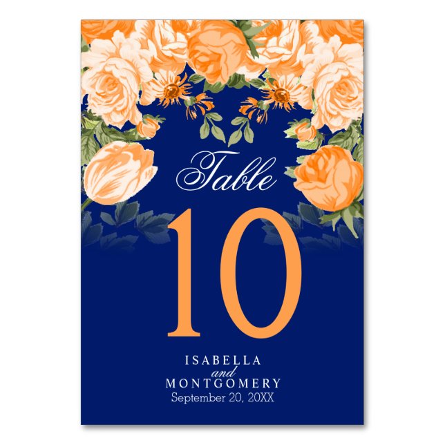 Botanical Orange Flowers | Table Cards (Front)