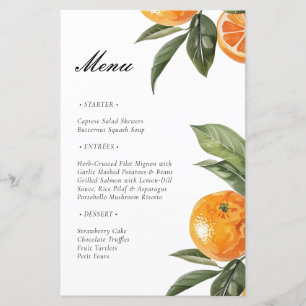 Botanical Orange Main Squeeze Bridal Shower Menu