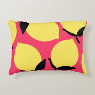 Botanical Orange Red Citrus Fruit Pattern Decorative Cushion