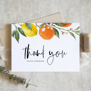 Botanical Oranges and Lemons Citrus Graduation Thank You Card