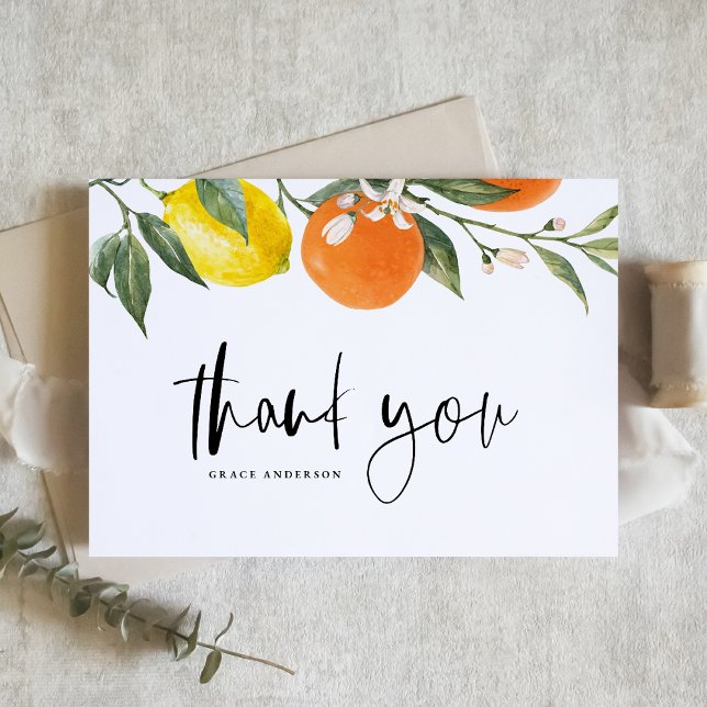 Botanical Oranges and Lemons Citrus Graduation Thank You Card (Botanical Oranges and Lemons Citrus Graduation Thank You Card)