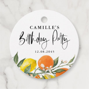 Botanical Oranges and Lemons Summer Birthday Party Favour Tags