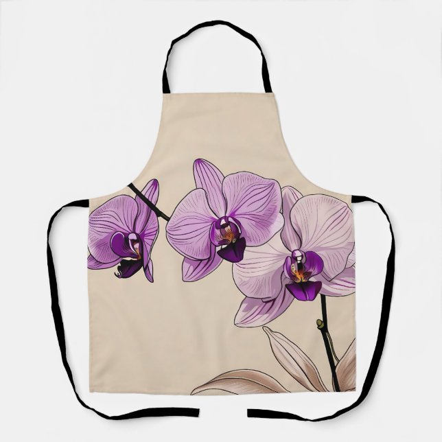 Botanical Orchid Elegant Apron (Front)
