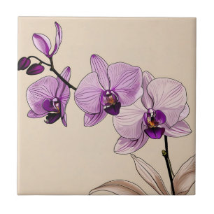 Botanical Orchid Elegant Tile