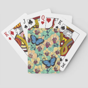 Botanical Orchid Garden with Butterflies II Playing Cards