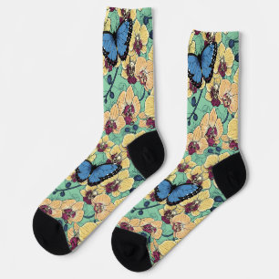 Botanical Orchid Garden with Butterflies II Socks