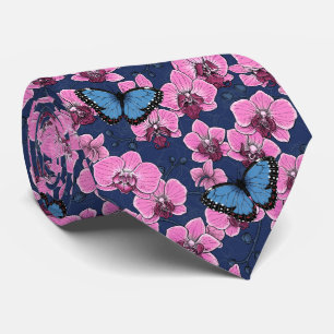 Botanical Orchid Garden with Butterflies Tie