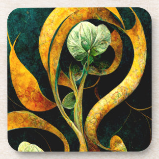 Botanical Orchid Greens & Golds Coaster