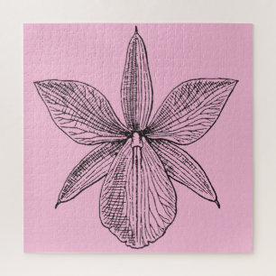 Botanical Orchid Pale Pink Flower Floral Calm Jigsaw Puzzle
