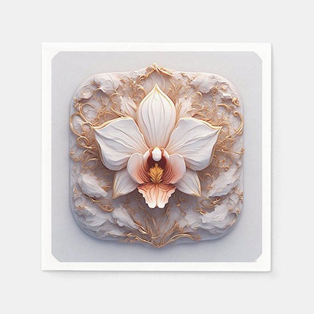 Botanical Orchid Table Decor for Wedding Napkin (Front)