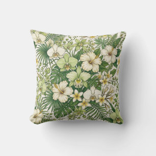 Botanical Orchid Throw Pillow