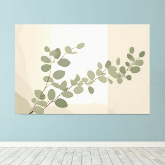 Botanical organic eucalyptus leaf neutral tones canvas print