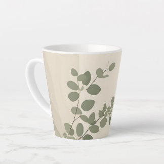 Botanical organic eucalyptus leaf neutral tones latte mug