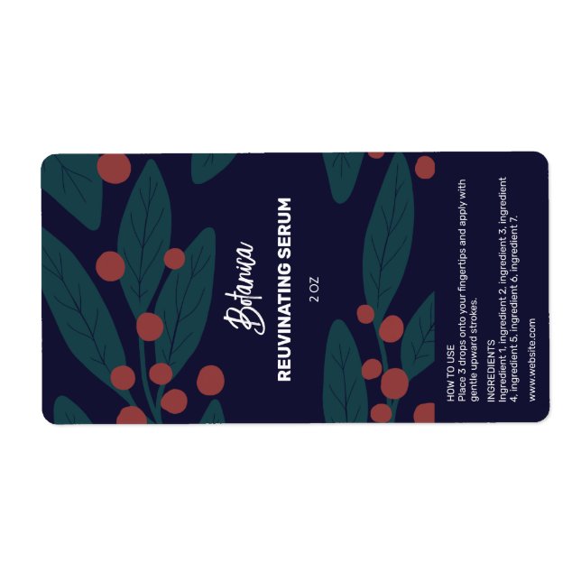Botanical Organic Serum Dropper Bottle Labels (Front)