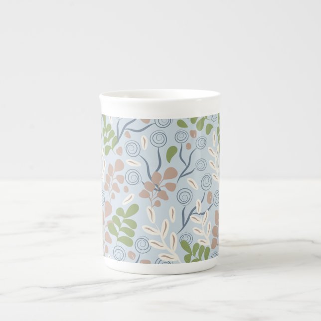 Botanical organic shapes bone china mug (Front)