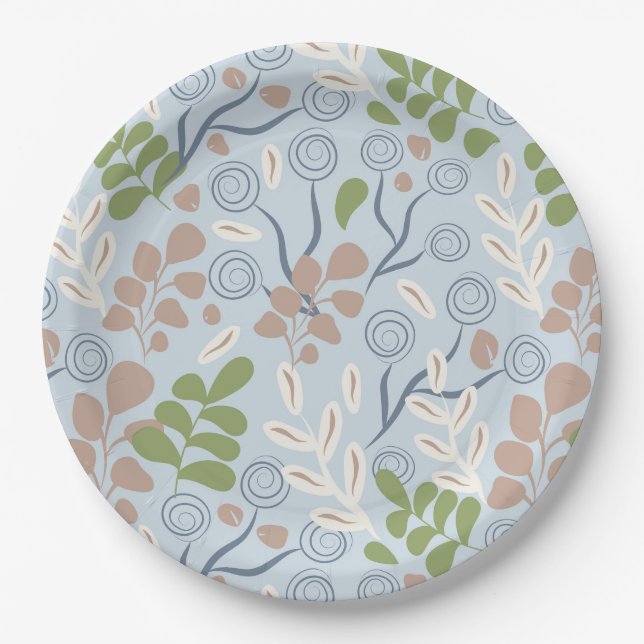 Botanical organic shapes paper plate (Front)