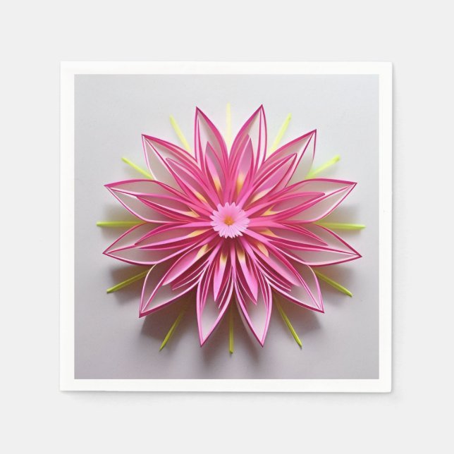 Botanical Origami Pink Romantic Event Table Decor Napkin (Front)