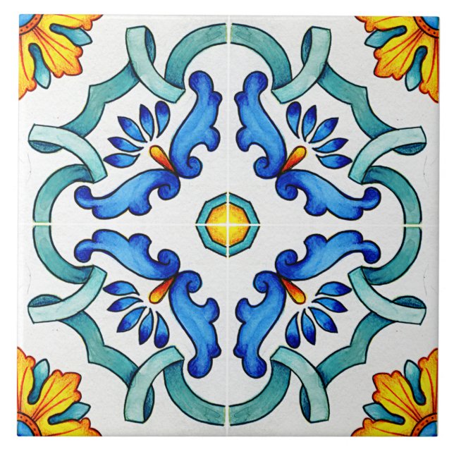 Botanical Ornamental Mediterranean Tile (Front)