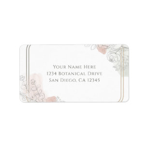 Botanical Outline Sage & Blush Floral Wedding Label