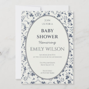Botanical Oval Frame Baby Shower Invite