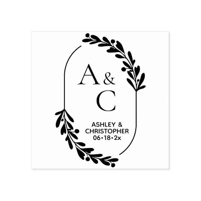 Botanical Oval Monogram Rubber Stamp (Imprint)
