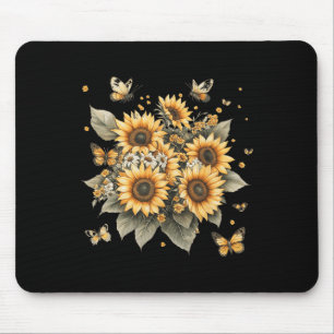 Botanical Painting Of Sunflower Bouquet  Mouse Mat