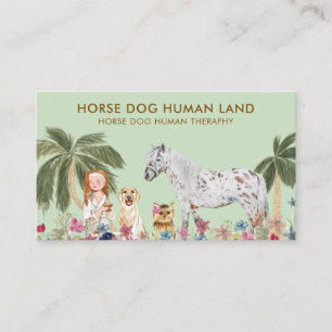 Botanical Palm HORSE DOG HUMAN THERAPHY Business Card