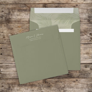 Botanical Palm Leaves Green Foliage Return Address Envelope