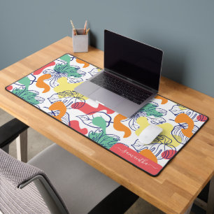 Botanical palm leaves organic shapes pattern desk mat