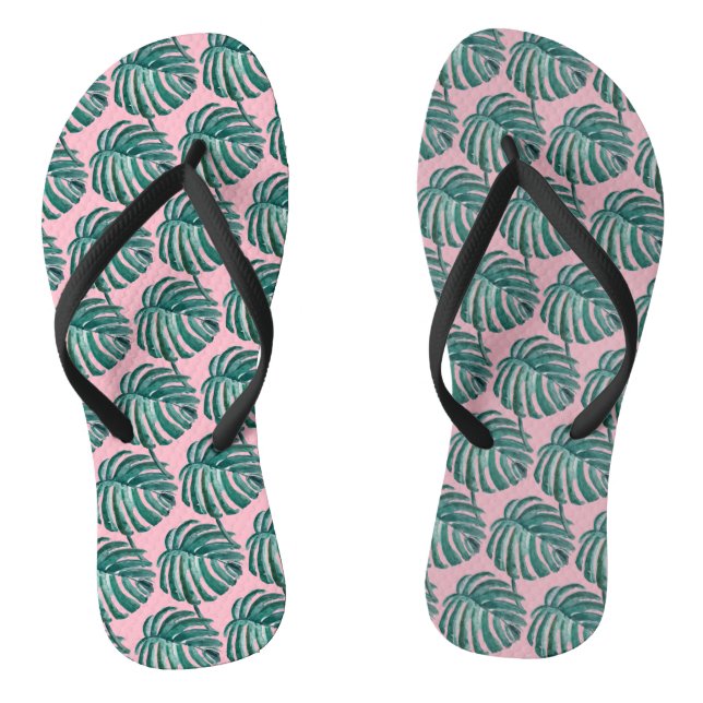 Botanical Palm Tree Print Flip Flops (Footbed)
