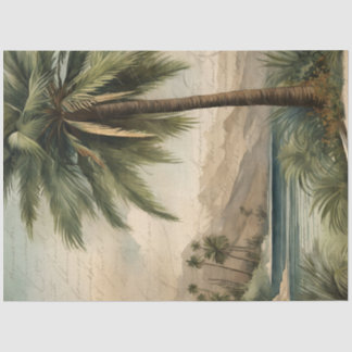 Botanical Palm Tree Watercolor Ephemera Decoupage Tissue Paper