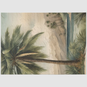Botanical Palm Tree Watercolor Ephemera Decoupage Tissue Paper