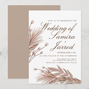 Botanical Pampas Cotton Plants  Botanical  Wedding Invitation