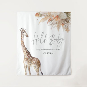 Botanical pampas grass modern giraffe safari chic  tapestry