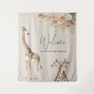 Botanical pampas grass modern giraffe safari chic  tapestry