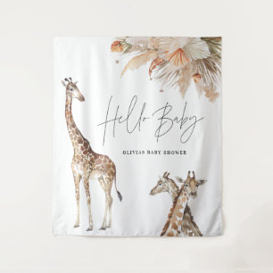 Botanical pampas grass modern giraffe safari chic tapestry