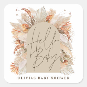 Botanical pampas grass modern rustic terracotta  n square sticker