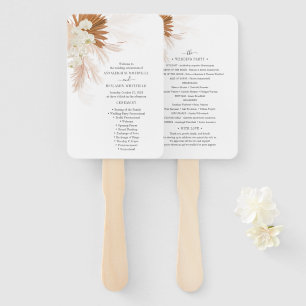 Botanical Pampas Grass Terracotta Wedding Program Hand Fan